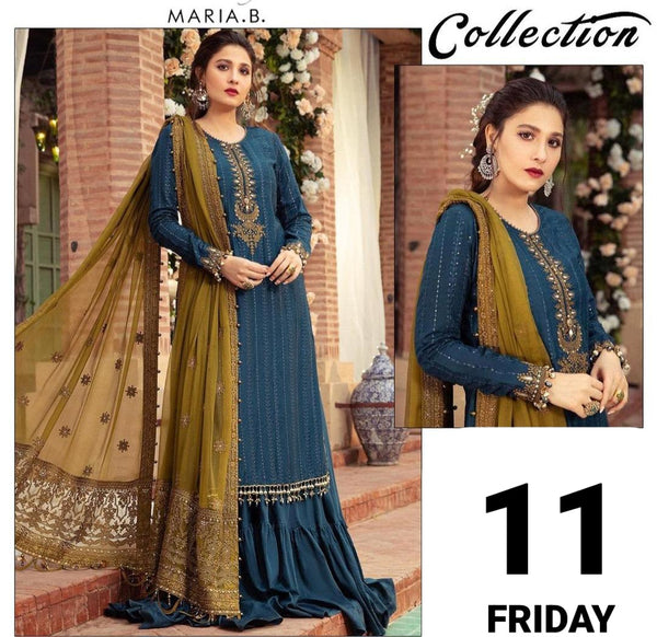 3 Pcs Women's Unstitched Sequins Embroidered Suit