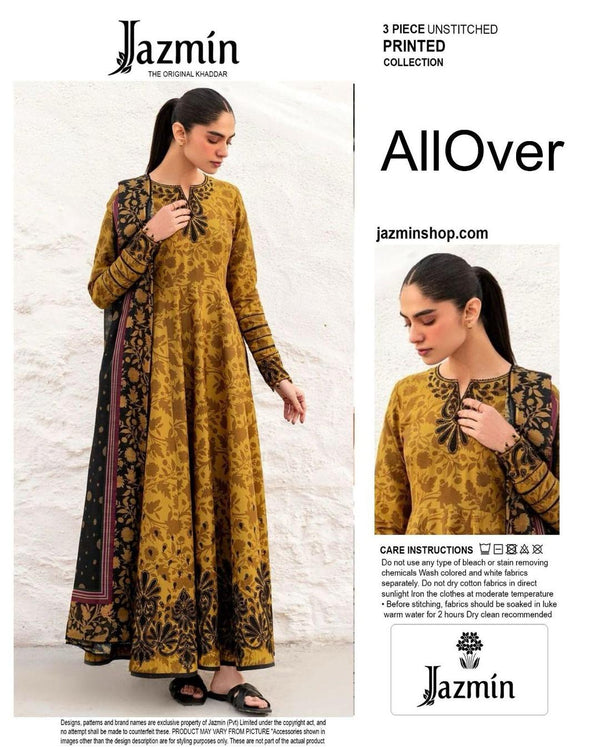 3 Pcs Women's Unstitched Printed Suit