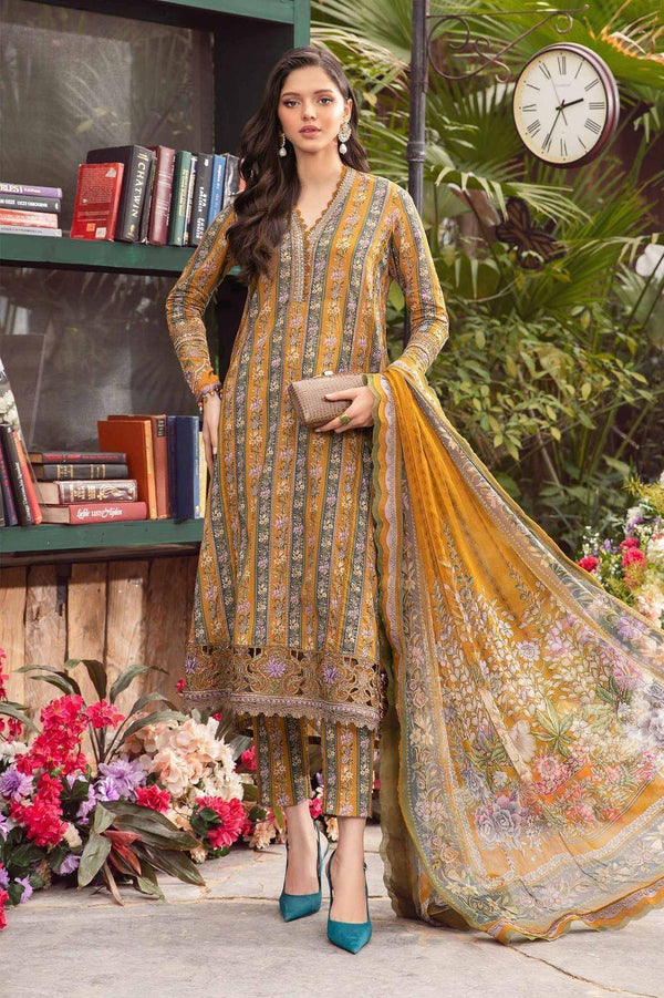 3 Pcs Women's Unstitched Traditional Embroidered Suit For Girls