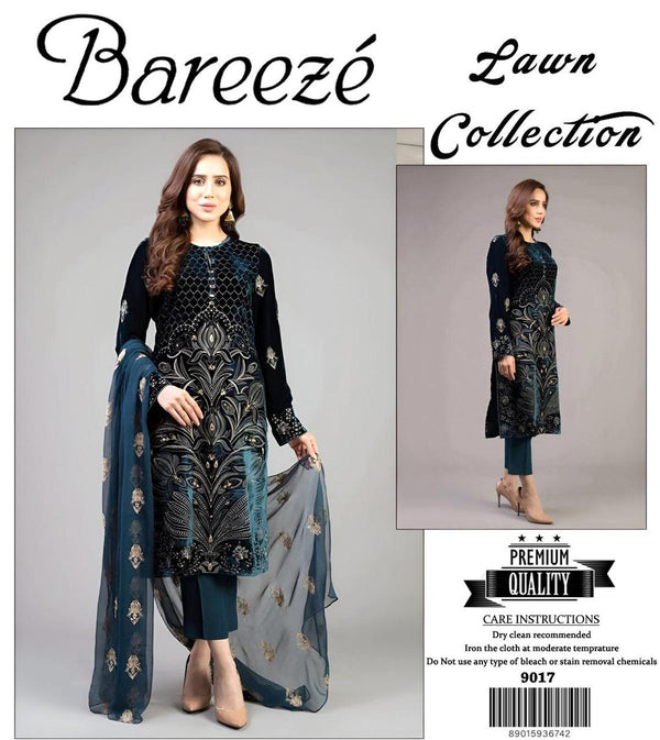 Women 3 pc Unstitched Embroidered Tarending Suit