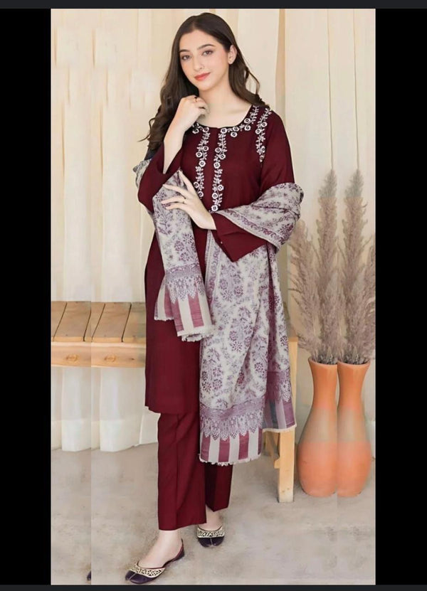 Women Unstitched Embroidered 3pc Suit