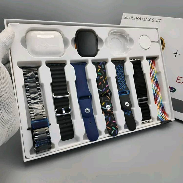 i20 Ultra Max Smartwatch with Earpods Pro 2 & 7 Premium Interchangeable Straps - The Ultimate Tech Bundle