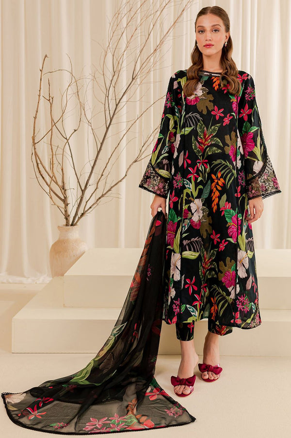 3pc Unstitched Premium Lawn Deal with sleeves and border Patches