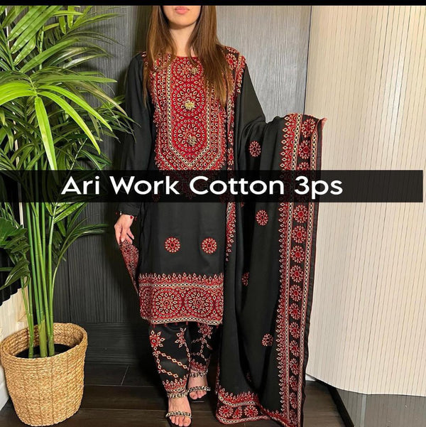 Women's Unstitched 3 pc Embroidered Suit