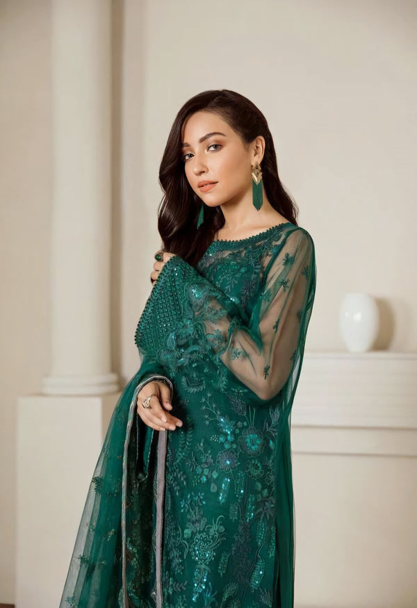 3 Pcs Women's Unstitched Chiffon Embroidered
Suit